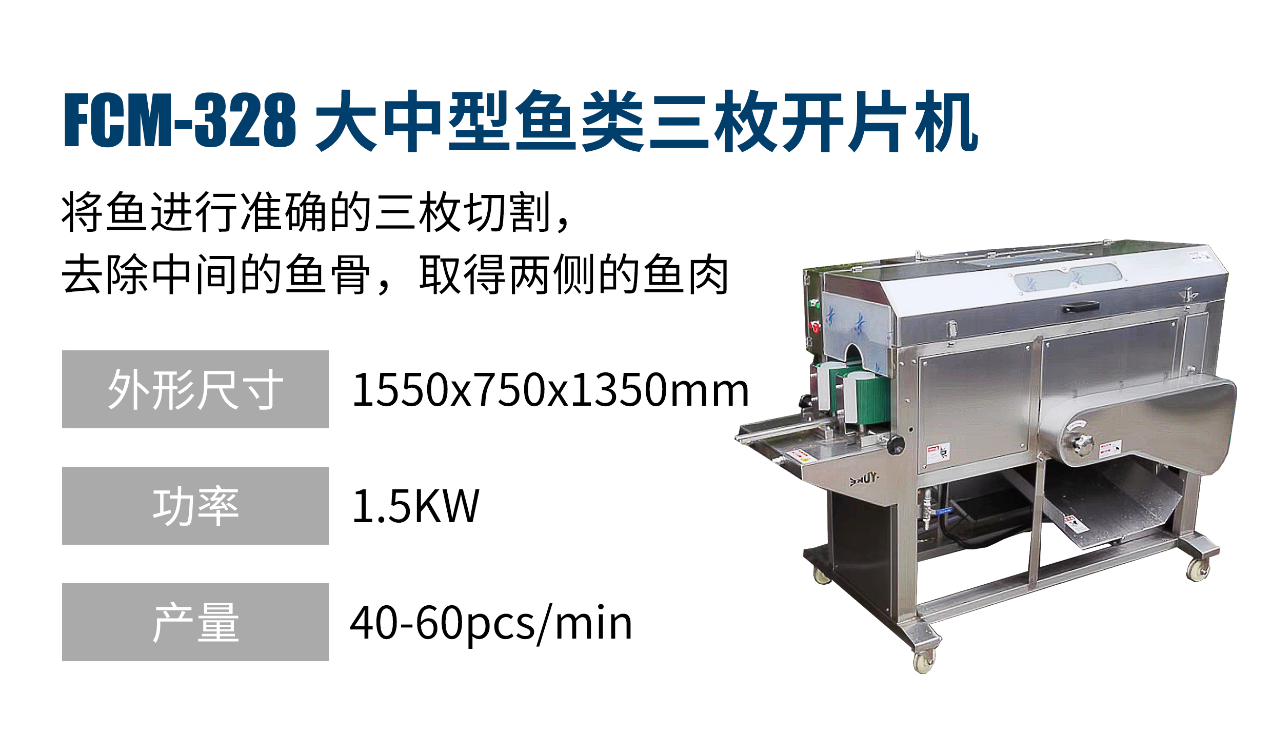 中型魚類三枚開片機（大型）FCM-328